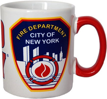 CityDreamShop FDNY Shield White Coffee Mug Officially Licensed by New York Fire Department