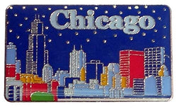 City of Chicago Night Skyline Souvenir Metal Super Magnetic Refrigerator Magnet