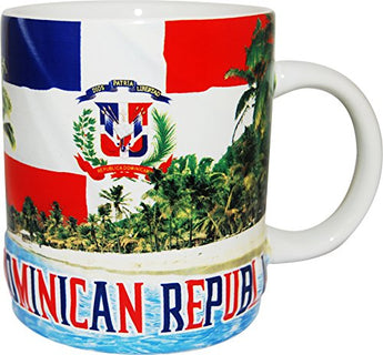 Dominican Republic Beach Design Souvenir Coffee Mug- Featuring the Dominican Flag