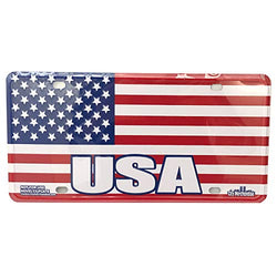 USA License Plate featuring American Flag with Embossed USA Design | Perfect Gift for USA or Military Veteran | Great Souvenir Collection For Patriotic People