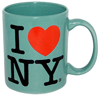 I Love New York Colorful Mugs- 11 oz Double Sided I Love NY Mugs in Colors Yellow, Pink, Orange, Blue, Purple, Black and White Souvenirs (Blue)