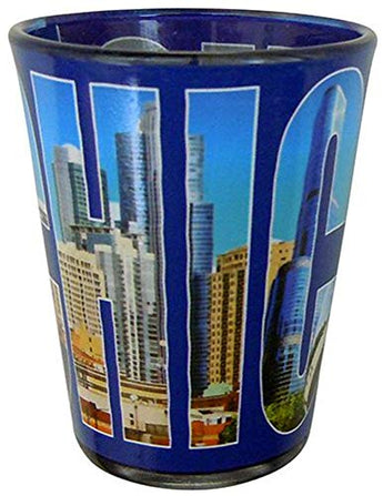Chicago City Photo Letter Skyline Souvenir Long Lasting Durable Marble Shot Glass
