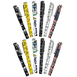 Set of 12 Unique Ballpoint Pens with Caps New York City Collectible Souvenir Gift