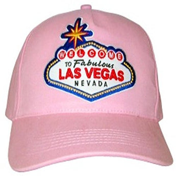 Las Vegas Selection of Adjustable Baseball Hats and Caps Featuring Las Vegas Welcome Sign (Pink)