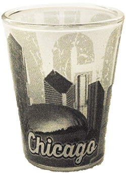 Chicago Black and White Unique Faded Skyline Shot Glass