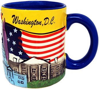 Washington D.C. Patriotic Hand Painted 11 Ounce Coffee Mug- Featuring D.C. Skyline