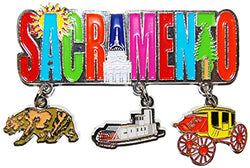 Sacramento 3 Detailed Charms Metal Dangle Magnet