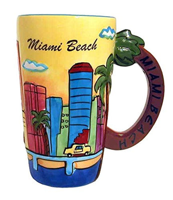 Miami Handpainted Yellow Skyline Selection of Mugs (Java Mug)
