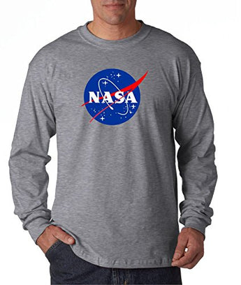 econoShirts NASA Meatball Logo Long Sleeve Shirt Space Shuttle Rocket Science Geek Tee (Large, Gray)