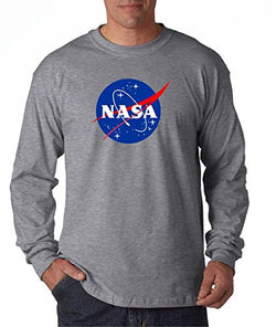 econoShirts NASA Meatball Logo Long Sleeve Shirt Space Shuttle Rocket Science Geek Tee (2X Large, Gray)