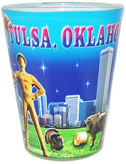State of Oklahoma Scenic Photo Printed Shot Glass- Featuring Tulsa