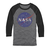 NASA Logo Mens Graphic Baseball Tee, Arctic Gray/Black, Small