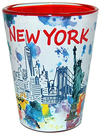 New York Skyline Shot Glass featuring Statue of Liberty | Colorful Shot Glass | Perfect Souvenir Gift Collection for Men & Women who love New York