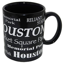City of Houston Landmark Words Souvenir 11oz Durable Heavy Solid Base Ceramic Coffee Mug