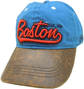 Embroidered Boston Distressed Blue Cap | Fashionable Unisex Cotton Adjustable Boston City Baseball Cap | Cap for Dad | Perfect Souvenir Gift for Men, Women & Kids
