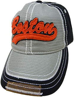 Embroidered Boston Stylish Black Grey Cap | Fashionable Unisex Cotton Boston Baseball Cap | Cap for Dad | Perfect Souvenir Gift for Men, Women & Kids