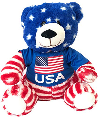 CityDreamShop USA Flag Patriotic Teddy Bear Cute Souvenir Plush Stuffed Animal Doll Featuring American Flag in Multicolor | Perfect Souvenir Gift Collection