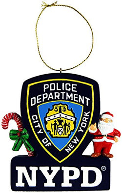 CityDreamShop NYPD Official Shield Christmas Ornament Featuring Santa and Candy Cane