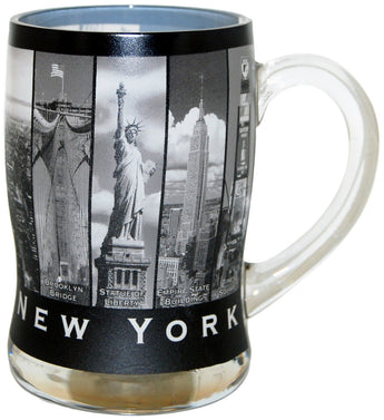 New York City Black and White Landmark Beer Mug