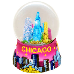 Chicago snow globe pink- city skyline 
