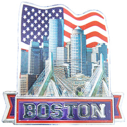 boston skyline with American flag magnet
