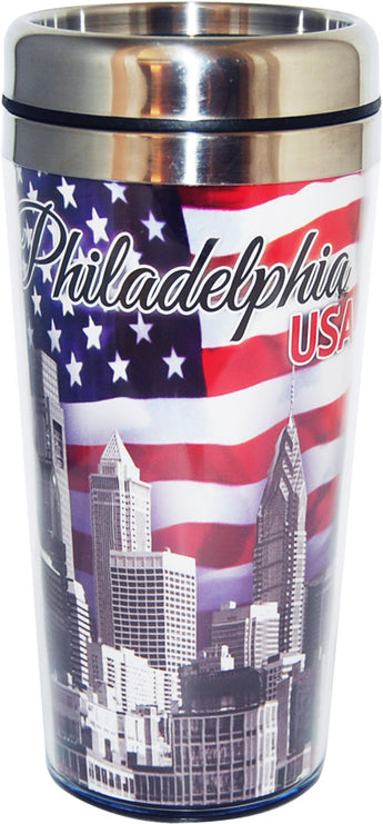 Philadelphia USA Patriotic Skyline Travel Mug