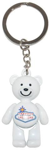 White Las Vegas Teddy bear souvenir keychain 