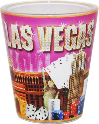 Las Vegas Pink and Gold Shotglass