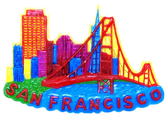 San Francisco City Skyline Magnet- Featuring Golden Gate Bridge