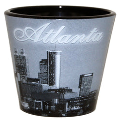 back and white atlanta shotglass with city skyline good fro drinking