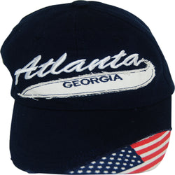 Black Atlanta Georgia Baseball Cap with AMerican flag