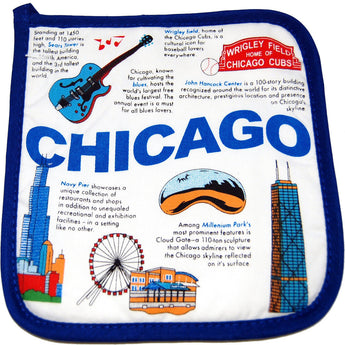Chicago pot holder with all historic landmarks colorfull