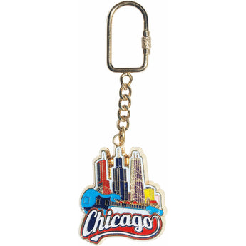 Chicago Colorful Skyline Keychain