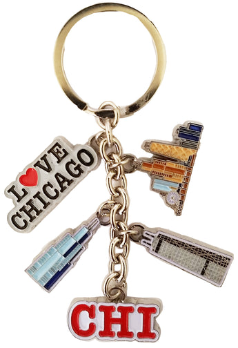 Chicago 5 Charm Landmark Keychain 1+ / Multi