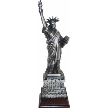 Bronze Statue of Liberty Replica with Wooden Base