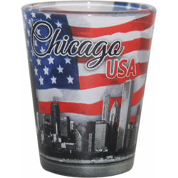 Chicago USA Shotglass with American Flag