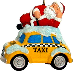 Santa on Top of New York Taxi 3-D Christmas Ornament