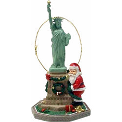 Santa Hugging Statue Of Liberty Christmas Ornament
