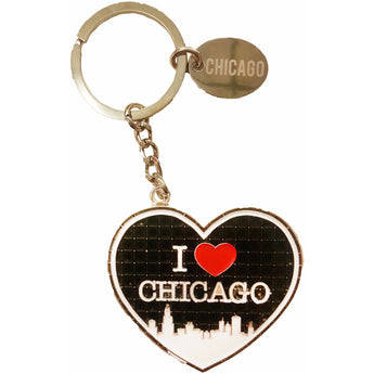 black i hear chicago keychain with city skyline
