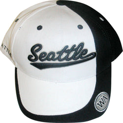 white hat with word seattle written on it